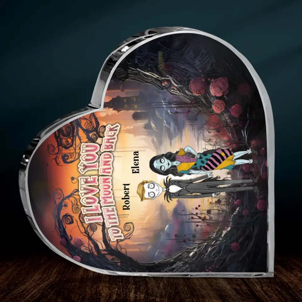 Personalized Horror Crystal Heart - Gift Idea For Couple/Halloween - I Love You To The Moon & Back