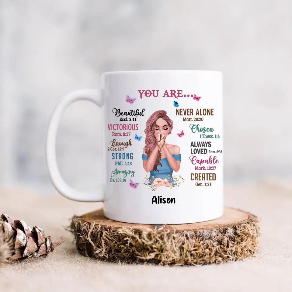 Custom Personalized Praying Girl Coffee Mug - Gift Idea for Girls/Friends - You Are Beautiful