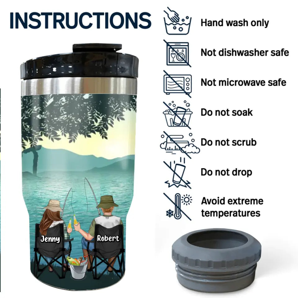 Personalized Fishing Triple 3 In 1 Can Cooler - Gift Idea For Couple/Fishing Lovers - You Are The Rod To My Reel Line To My Sinker