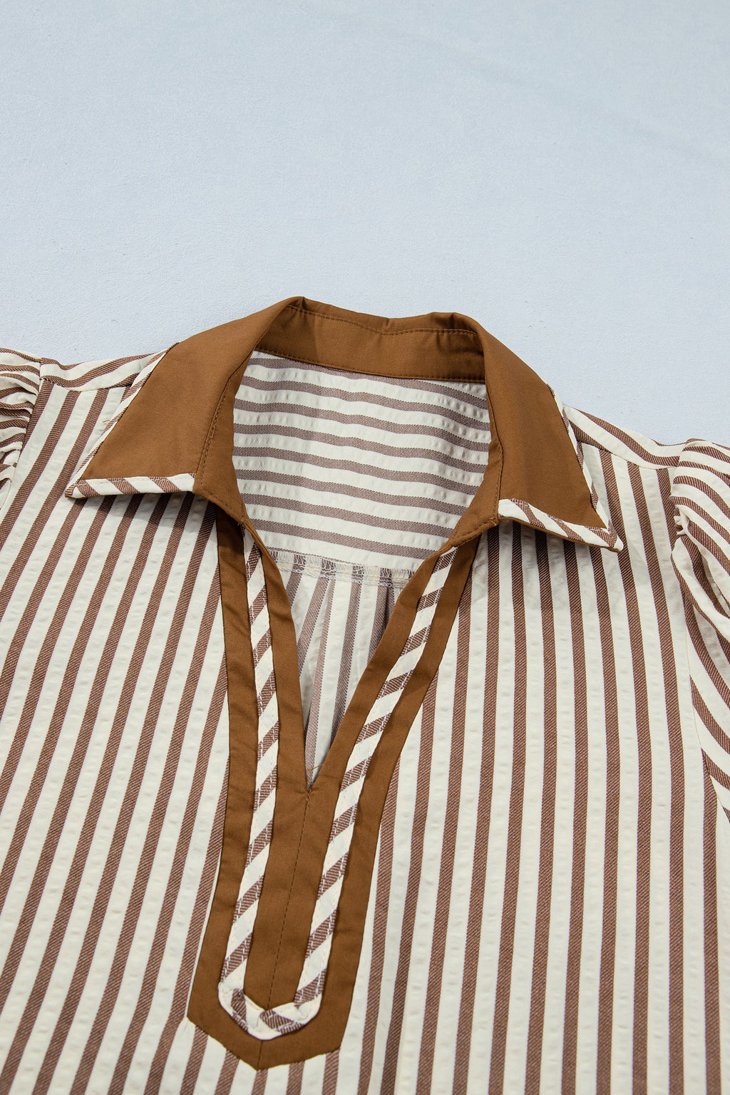 Annabelle Stripe Shirt Dress: Cotton V-Neck Casual Shift Dress