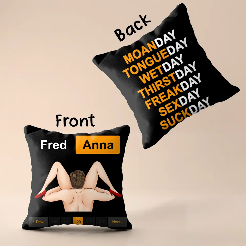 Personalized Couple Pillow Cover - Best Gift Ideas For Husband/Wife/Birthday/Anniversary - Moanday Tongueday Wetday
