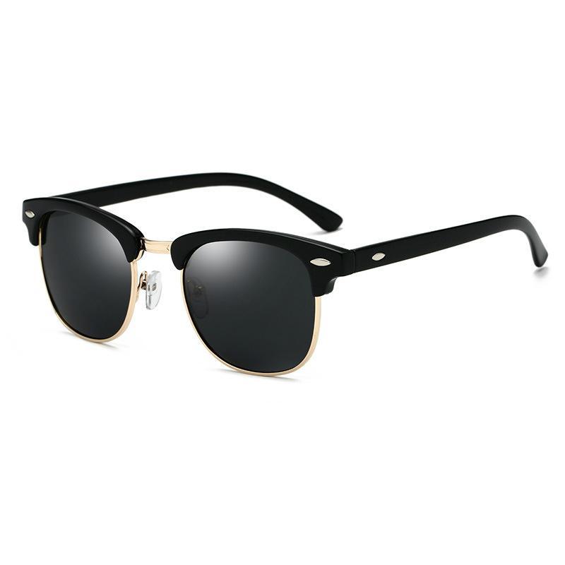 Retro Browline Polarized Sunglasses Luxury Semi-Rimless Shades