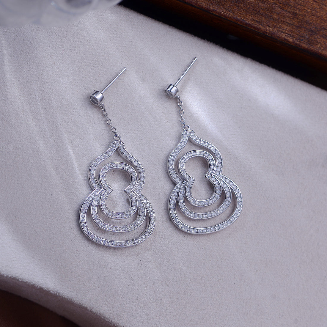Layered Hollow Teardrop Dangle Earrings S925 Silver Moissanite