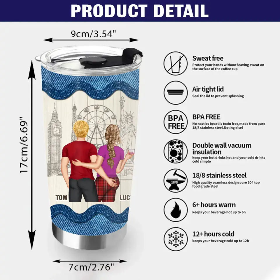 Personalized Couple Tumbler - Gift Idea For Husband From Wife - My Husband Is A Huge Pain In The Ass