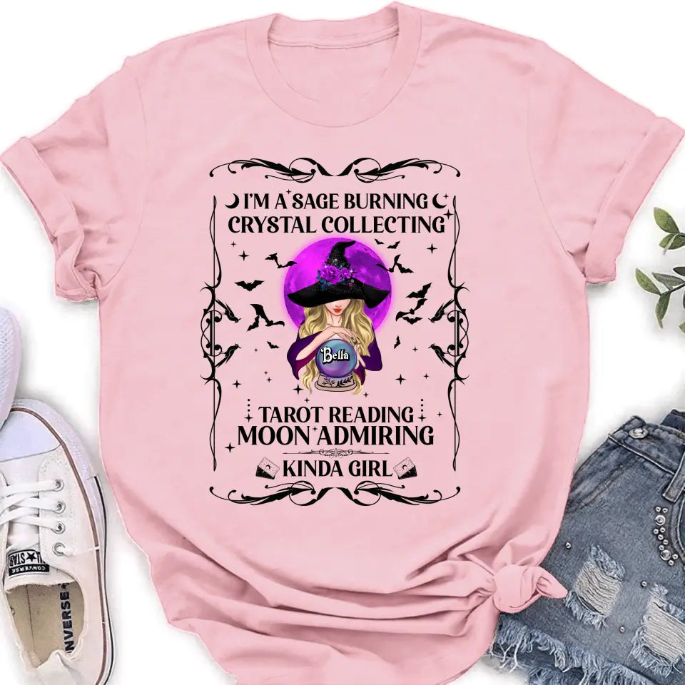 Witch Graphic T-Shirt Crystal Collector Tarot Reading Halloween - Image 2