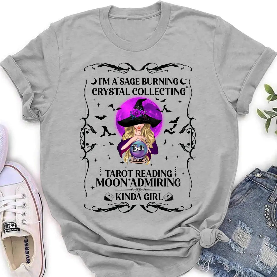 Witch Graphic T-Shirt Crystal Collector Tarot Reading Halloween - Image 4