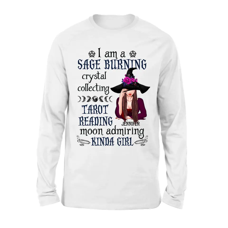 Witchy Sage Burning Crystal Collecting Graphic T-Shirt Gift Idea - Image 6