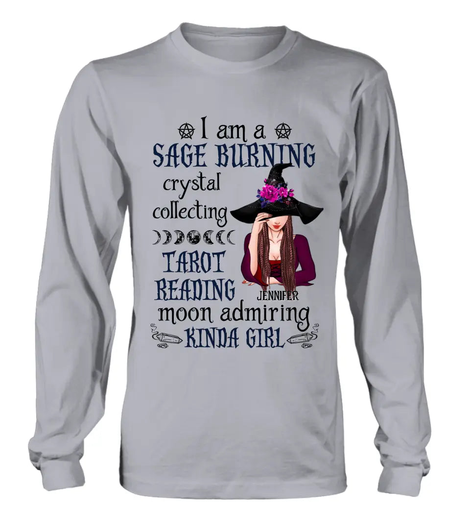 Witchy Sage Burning Crystal Collecting Graphic T-Shirt Gift Idea - Image 7