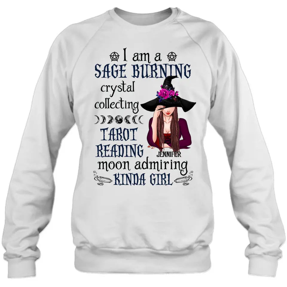 Witchy Sage Burning Crystal Collecting Graphic T-Shirt Gift Idea - Image 8
