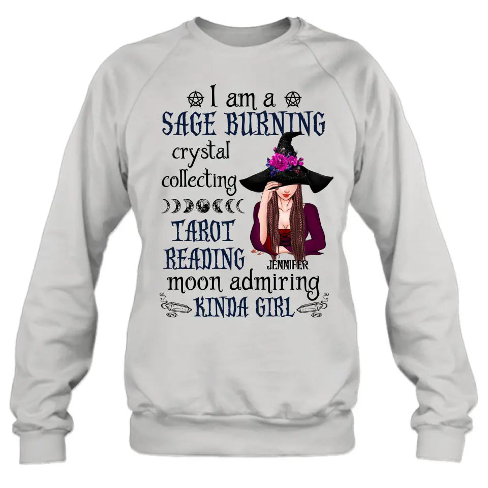 Witchy Sage Burning Crystal Collecting Graphic T-Shirt Gift Idea - Image 9