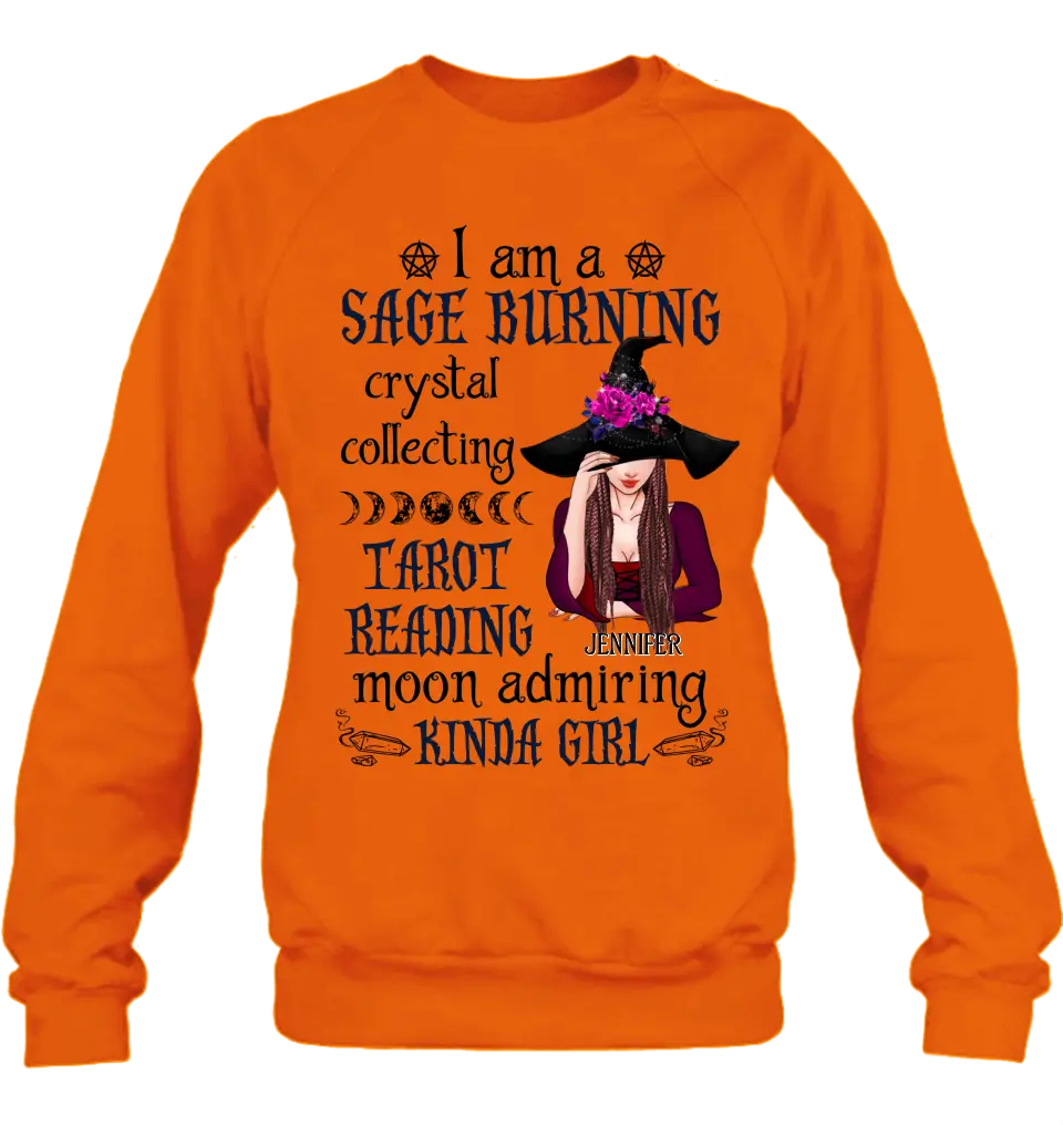 Witchy Sage Burning Crystal Collecting Graphic T-Shirt Gift Idea - Image 10