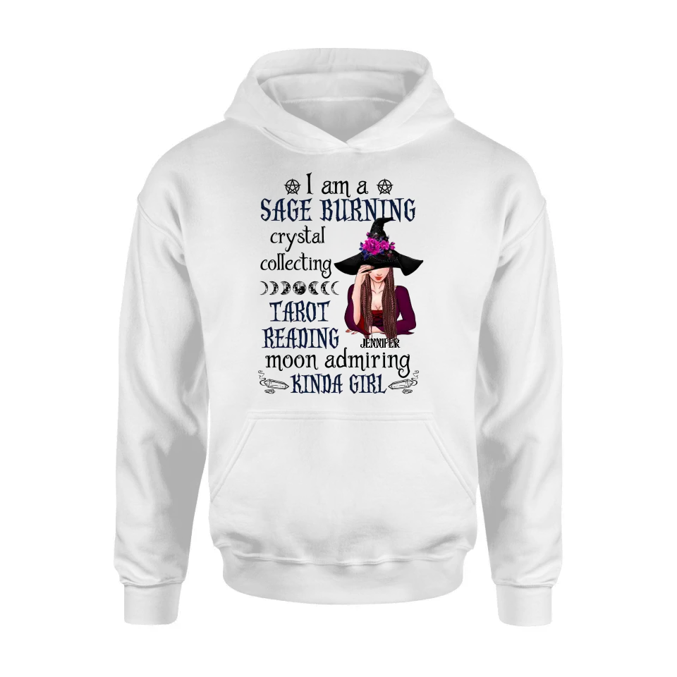 Witchy Sage Burning Crystal Collecting Graphic T-Shirt Gift Idea - Image 11