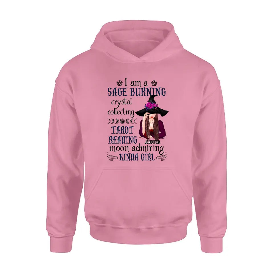 Witchy Sage Burning Crystal Collecting Graphic T-Shirt Gift Idea - Image 12