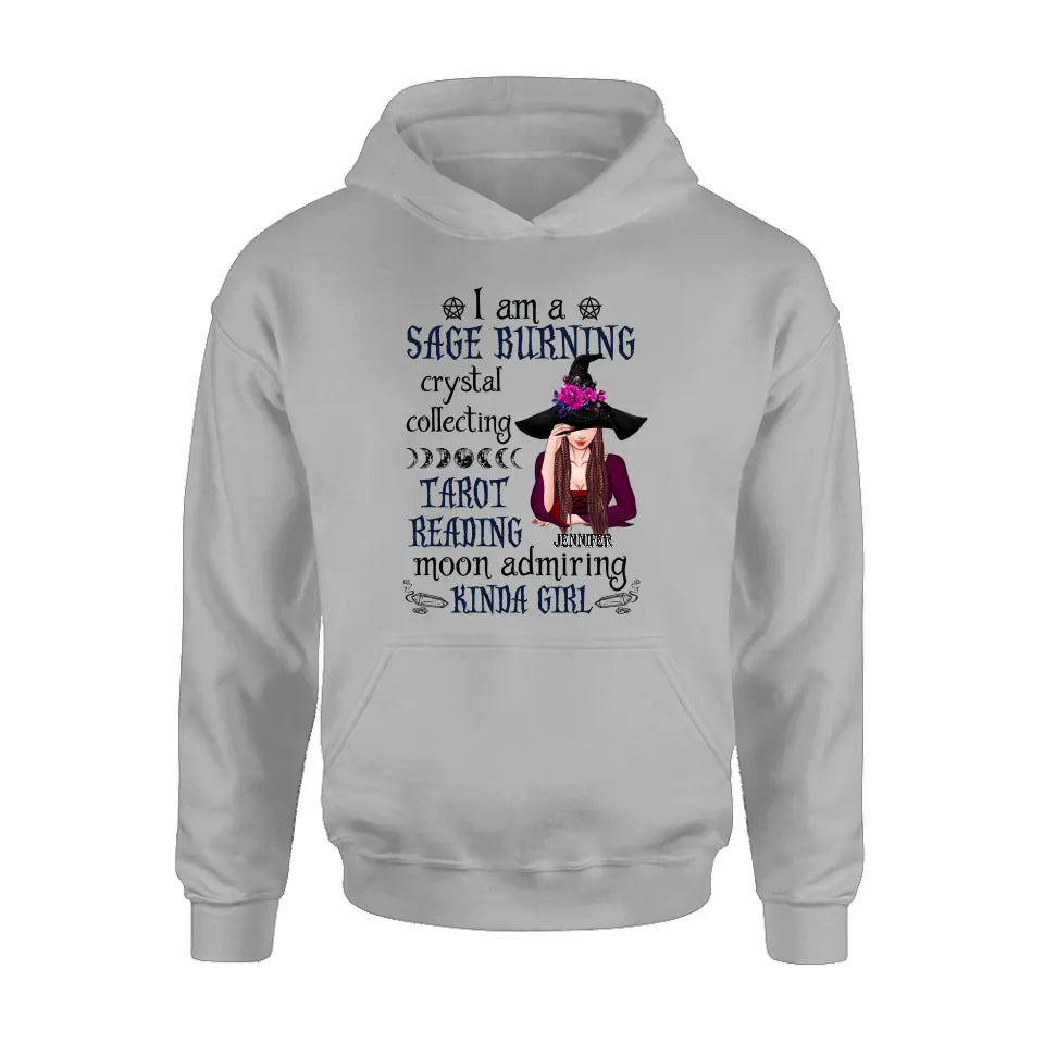 Witchy Sage Burning Crystal Collecting Graphic T-Shirt Gift Idea - Image 13