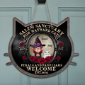 Personalized Halloween Cat Mom Wooden Sign - Up to 4 Cats - Halloween Gift For Cat Lovers/Wiccan Decor/Pagan Decor/Wall Art Wicked Witch - Salem Sanctuary For Wayward Cats