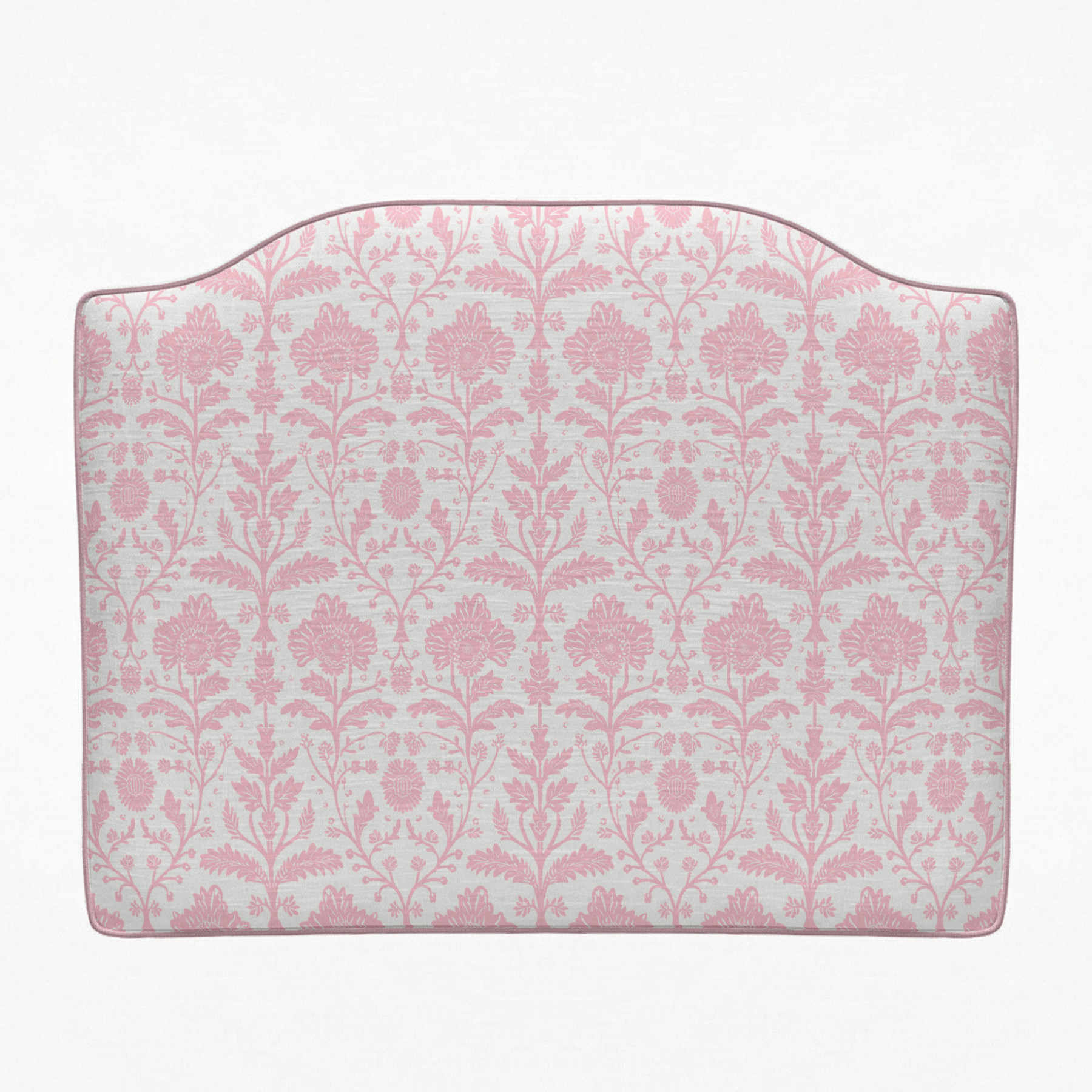 Delia classic floral fabric headboard in pastel colors for a bedroom setting