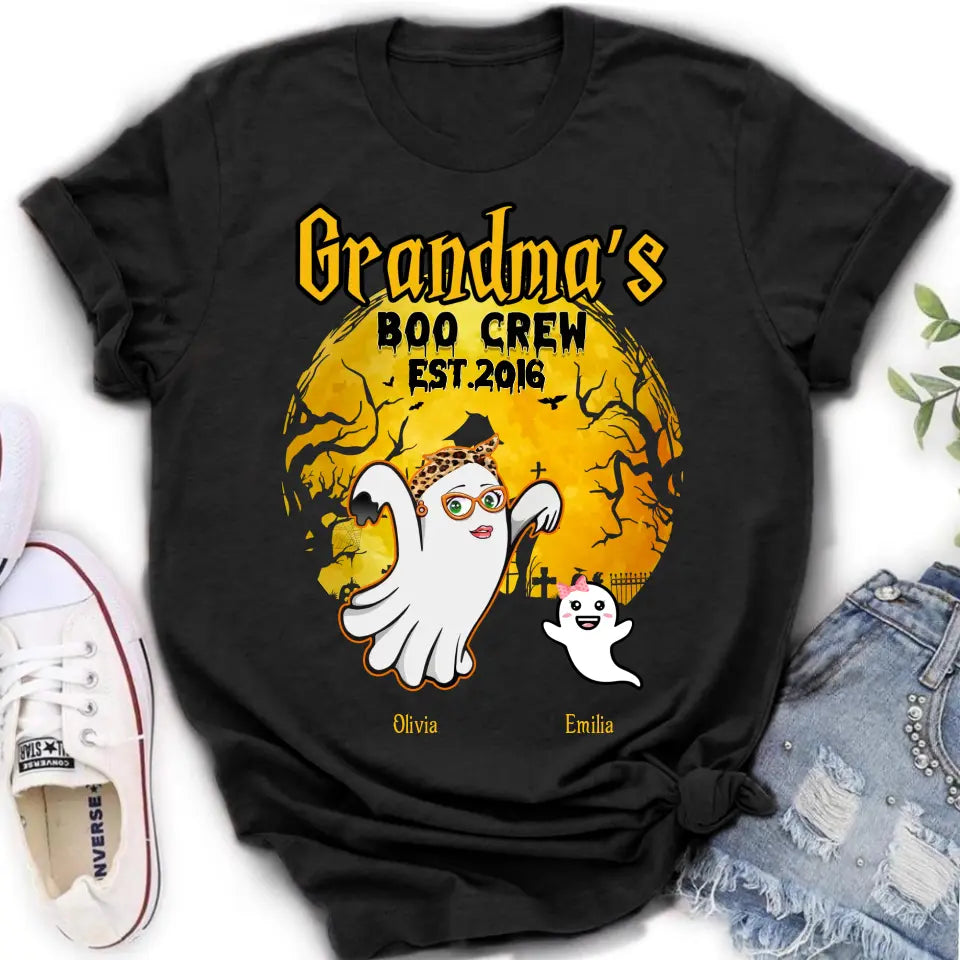 Personalized Grandma Shirt/Hoodie - Halloween Gift For Grandma - Up to 7 Kids - Grandma's Boo Crew