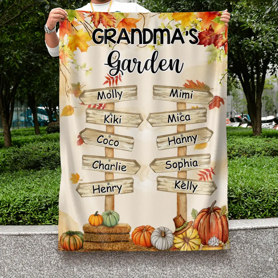 Personalized Grandma Flag Sign - Gift Idea For Grandma - Up to 10 Kids - Grandma's Garden