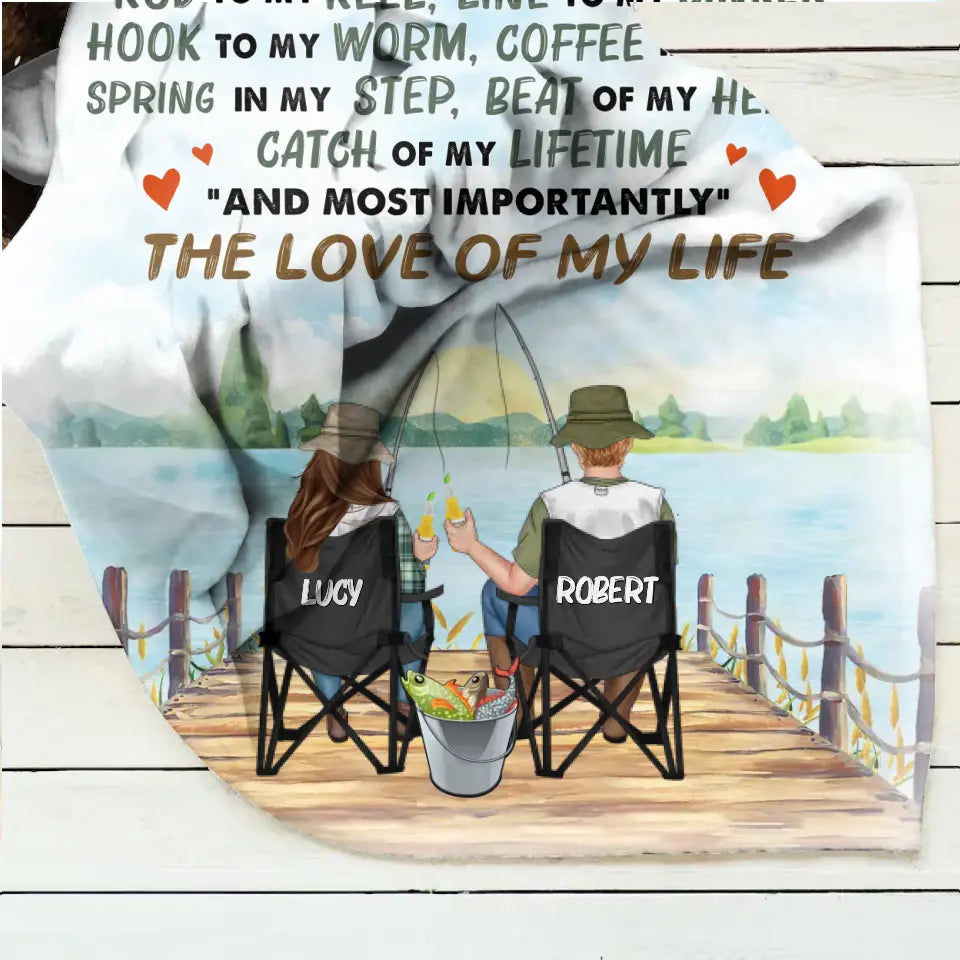 Personalized Fishing Couple Quilt/Fleece Throw Blanket - Gift Idea for Couple - You Are The Rod To My Reel