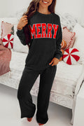 Black MERRY Corded Long Sleeve Top & Pants Set