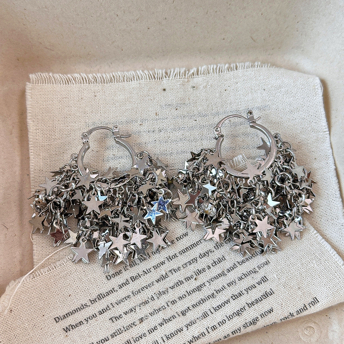 Exquisite Starry Stud Earrings Irregular Star Tassel Hoop Earrings