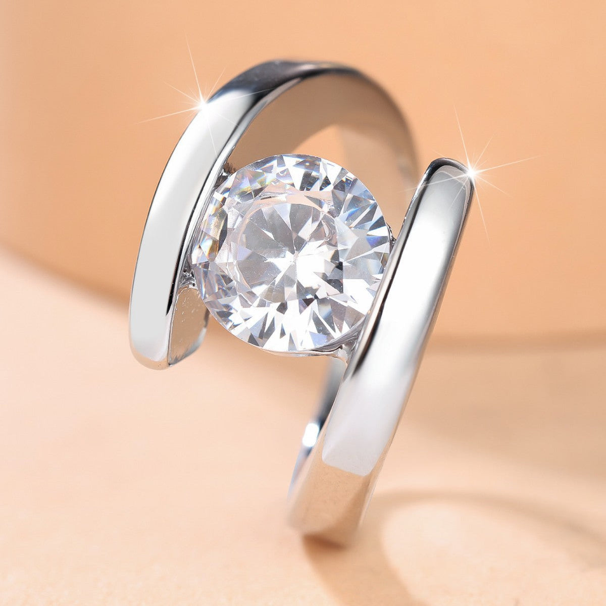 Minimalist High-end Double-band Diamond-inlaid Ring Decorative Ring