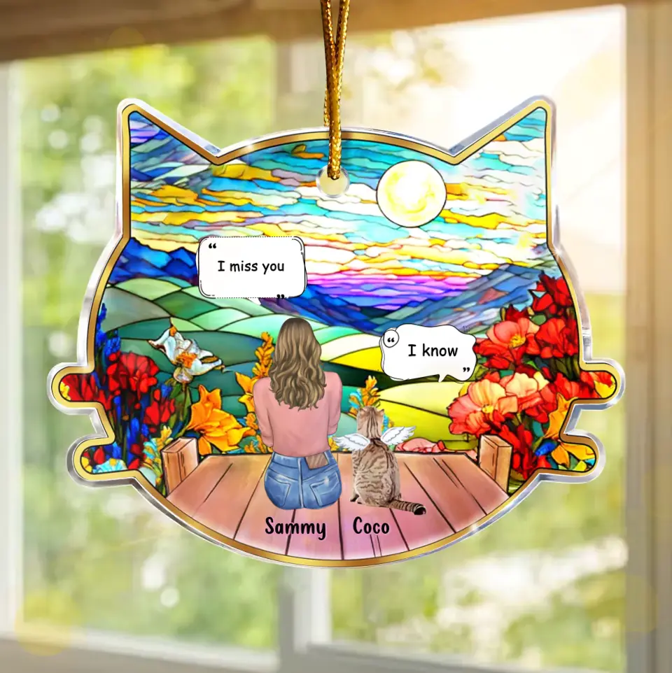 Personalized Memorial Acrylic Ornament - Memorial Gift Idea For Christmas/Cat Lover/Cat Owner with up to 3 Cats - I Miss You