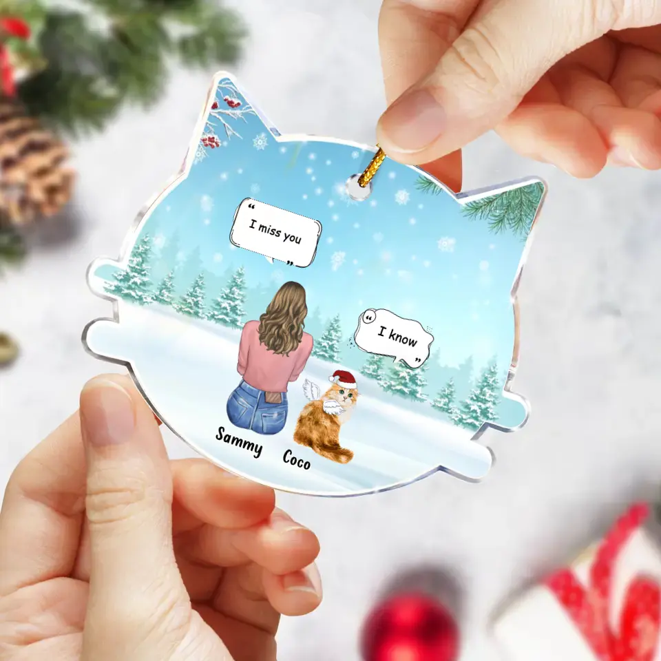 Personalized Cat Memorial Christmas Acrylic Ornament - Up to 4 Cats - Memorial Gift Idea For Cat Owner - I Miss You