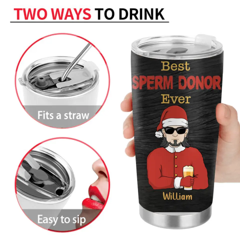 Personalized Christmas Dad Tumbler - Up to 6 Sperms Kids - Christmas Gift Idea For Dad - Merry Christmas Best Sperm Donor