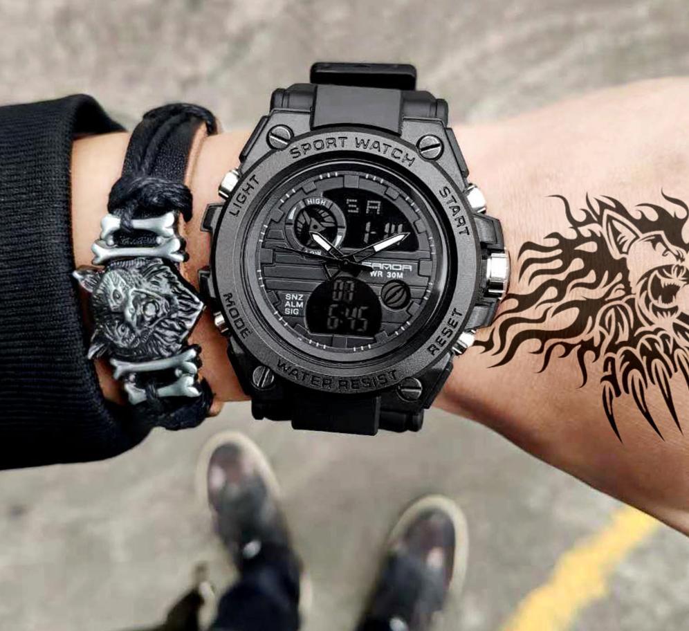 Dual Display Sports Watch Waterproof 30M Unisex Digital