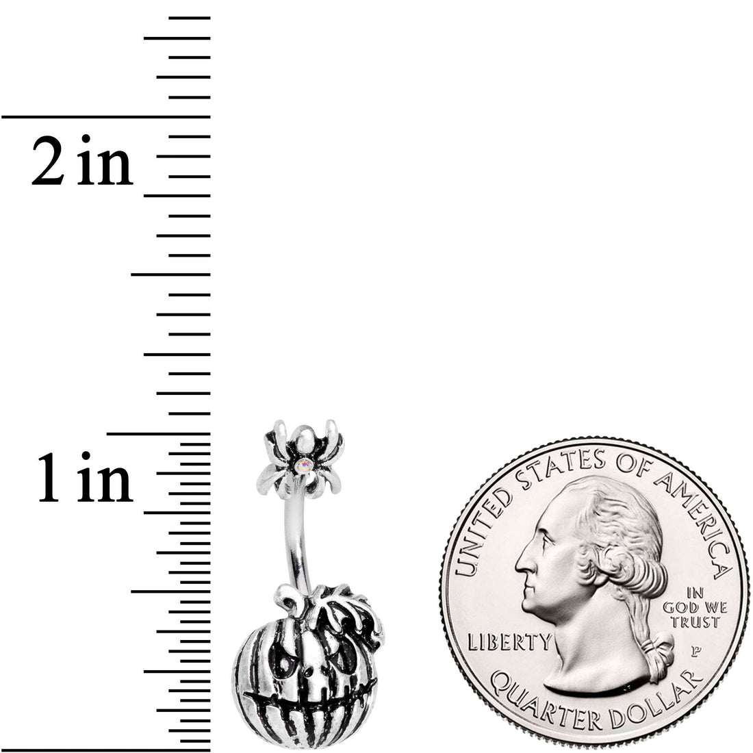 Scary Spider Jack O Lantern Double Mount Belly Ring