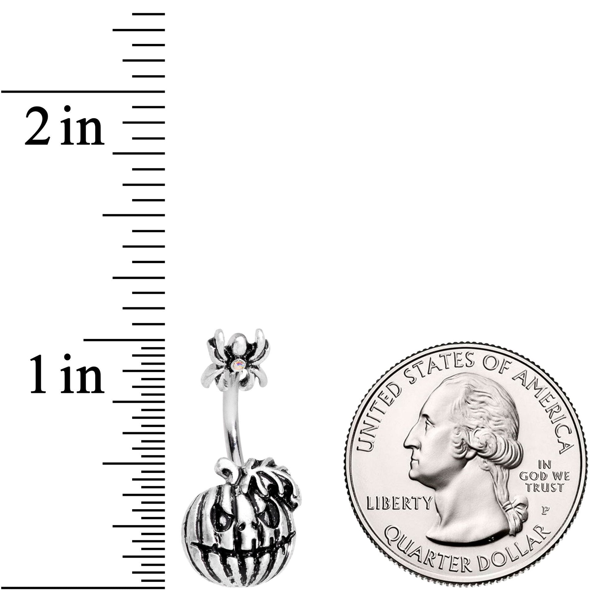 Scary Spider Jack O Lantern Double Mount Belly Ring