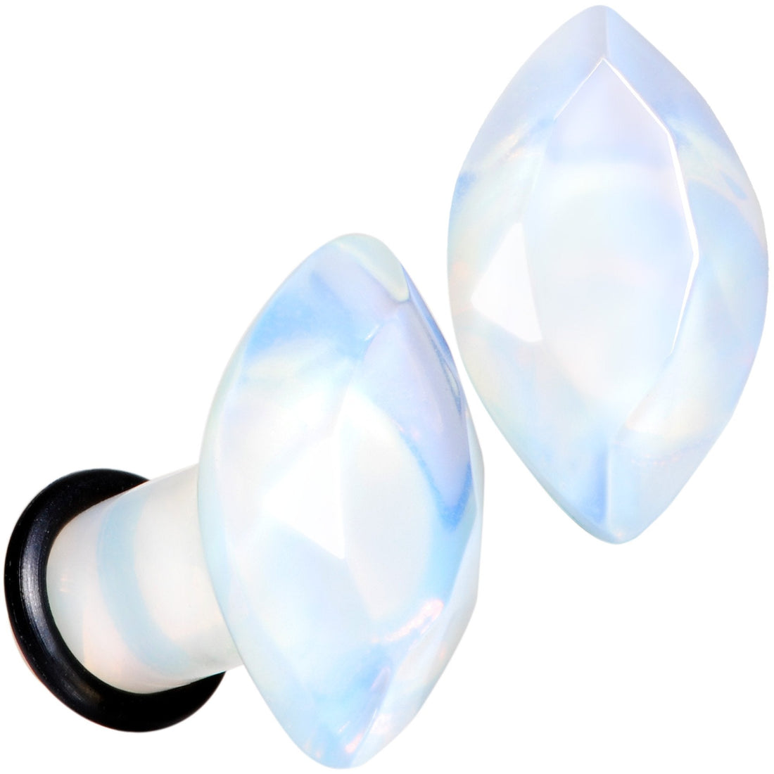 White Opalite Faceted Single Flare Plug Set 6mm to 25mm Gauges - Image 6