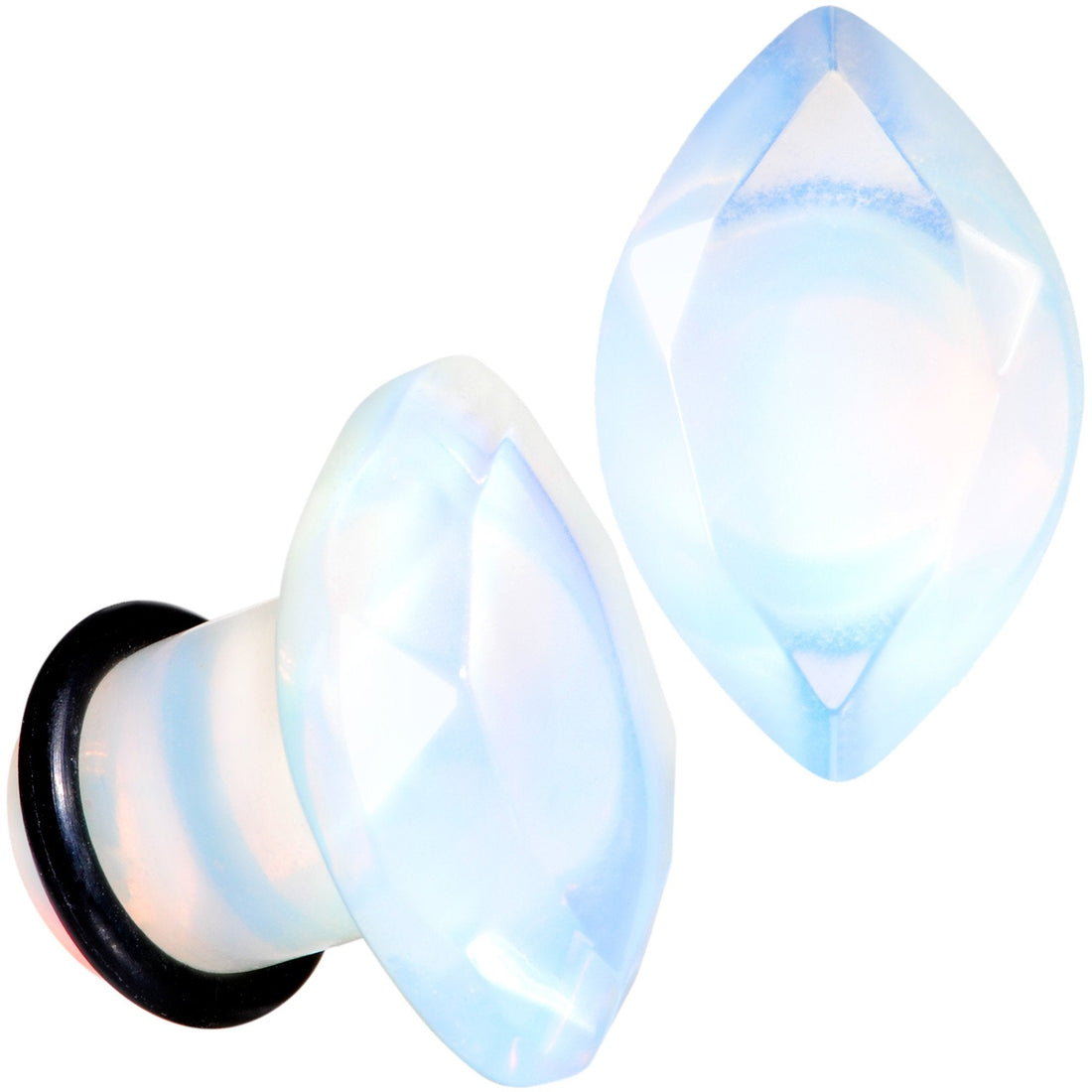 White Opalite Faceted Single Flare Plug Set 6mm to 25mm Gauges - Image 5