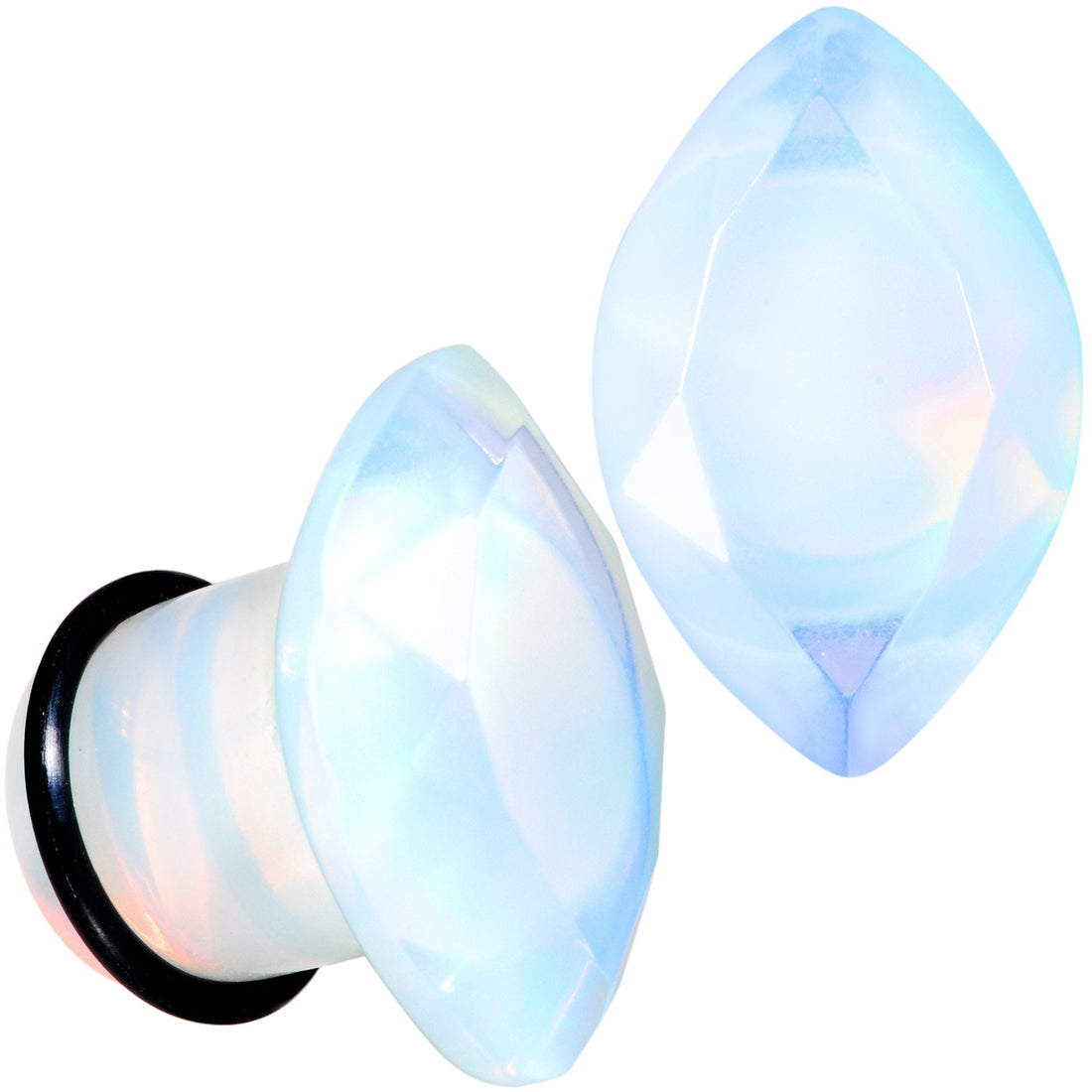 White Opalite Faceted Single Flare Plug Set 6mm to 25mm Gauges - Image 7