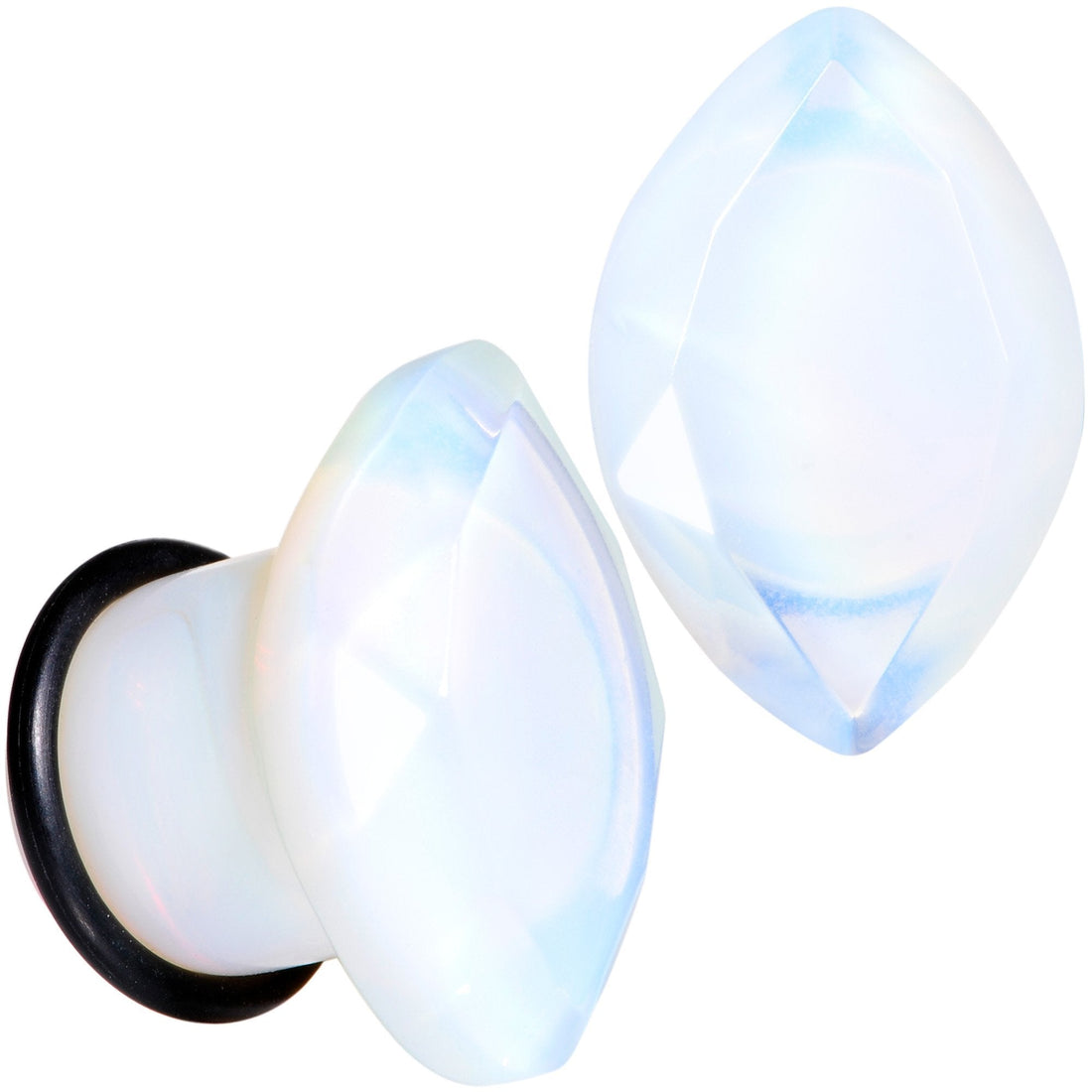 White Opalite Faceted Single Flare Plug Set 6mm to 25mm Gauges - Image 8