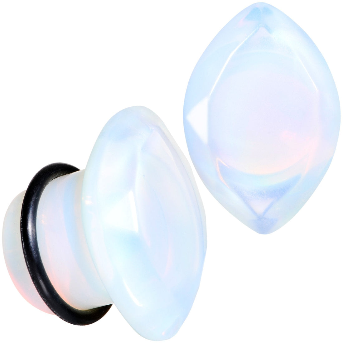 White Opalite Faceted Single Flare Plug Set 6mm to 25mm Gauges - Image 9