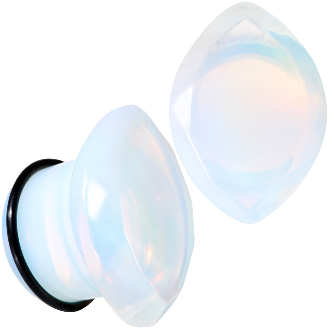 White Opalite Faceted Single Flare Plug Set 6mm to 25mm Gauges - Image 10
