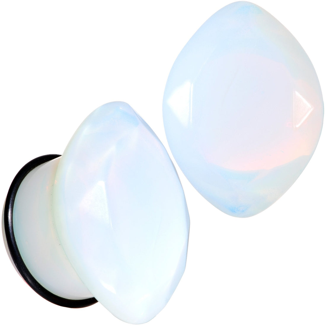 White Opalite Faceted Single Flare Plug Set 6mm to 25mm Gauges - Image 11