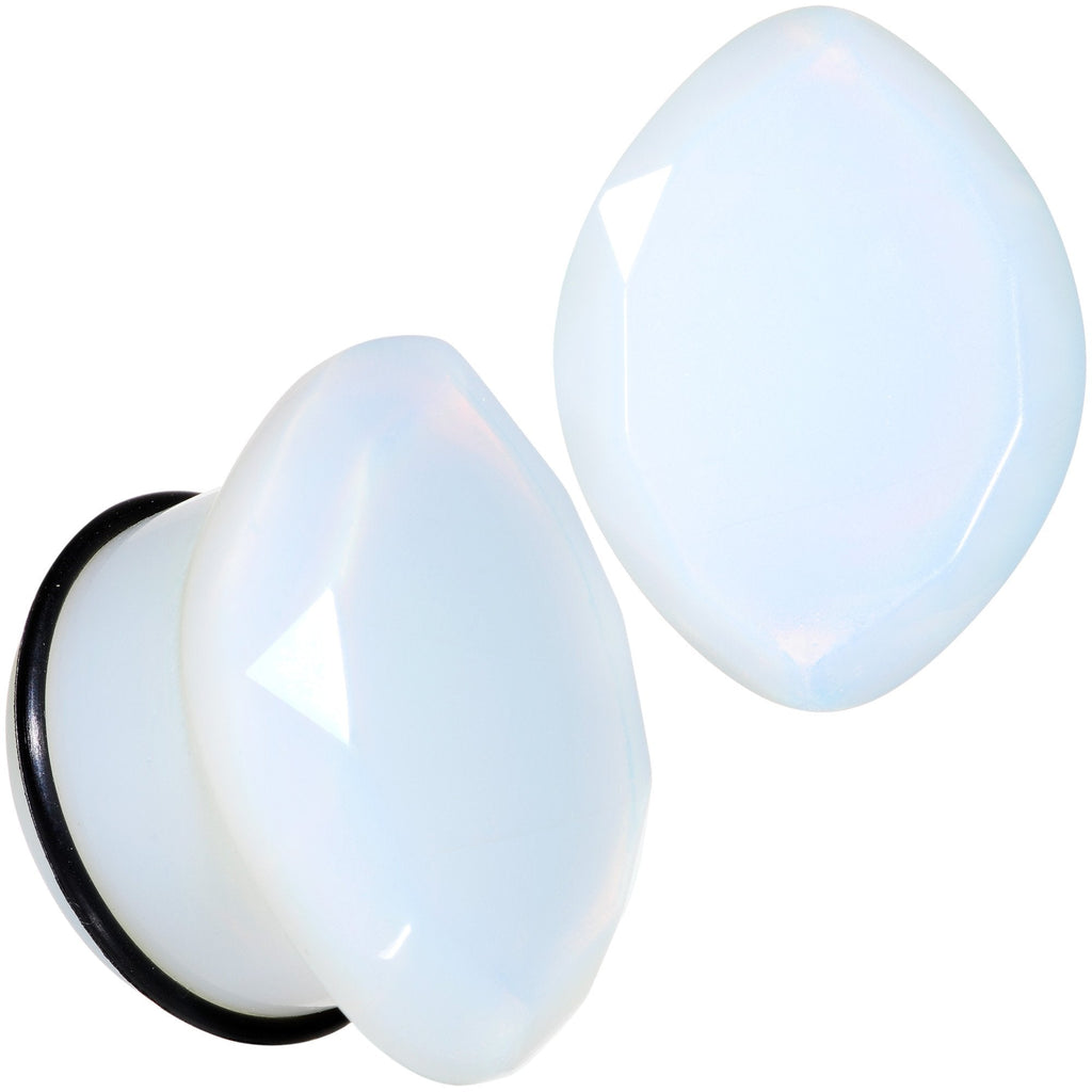 White Opalite Faceted Single Flare Plug Set 6mm to 25mm Gauges - Image 12