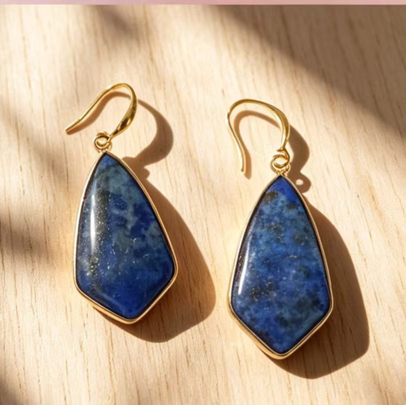 Natural Stone Drop With Edging Irregular-shaped Stone Earrings