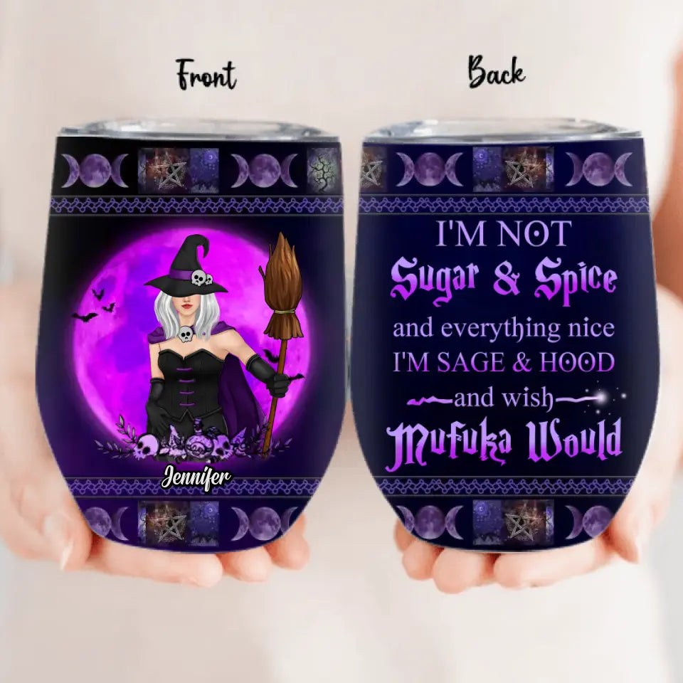 Personalized Witch Besties Wine Tumbler - Gift Idea For Halloween/Witch Lovers/Friends - Up to 5 Girls - We're Not Beautiful Disasters Or Hot Messes
