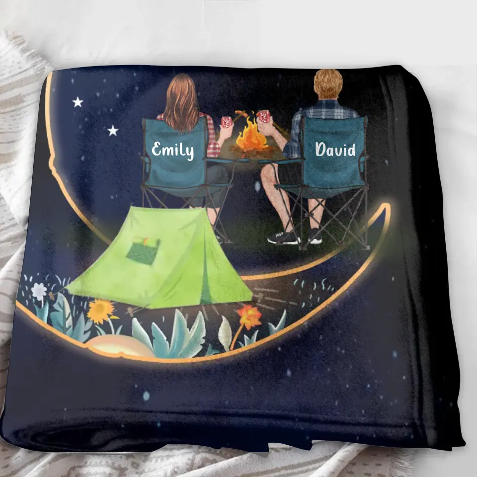 Personalized Camping Couple Fleece Throw Blanket/Quilt - Gift Idea For Him/Her/Couple - Making Memories One Campsite At A Time
