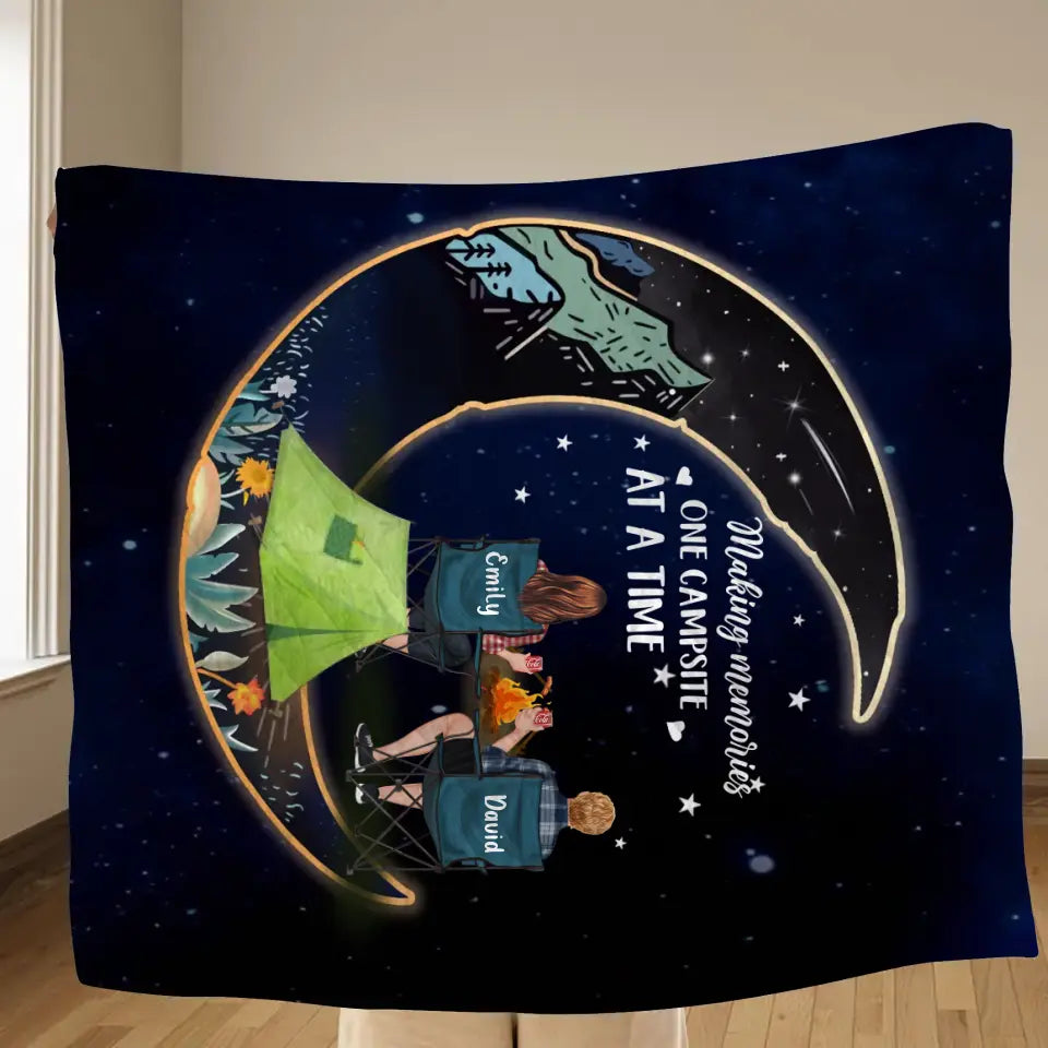 Personalized Camping Couple Fleece Throw Blanket/Quilt - Gift Idea For Him/Her/Couple - Making Memories One Campsite At A Time