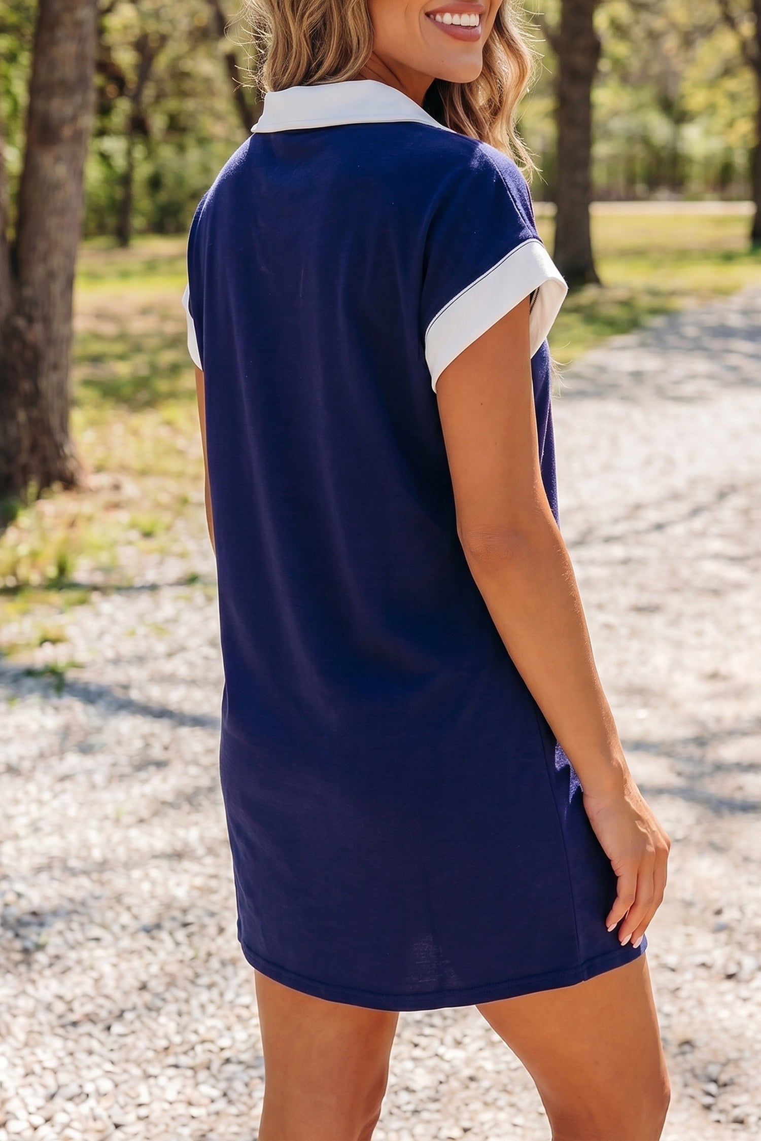 Mallory Up Collared Striped T-Shirt Dress