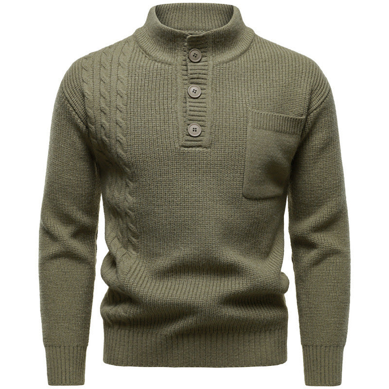 Men's British Style Henry Stand Collar Batwing Sweater