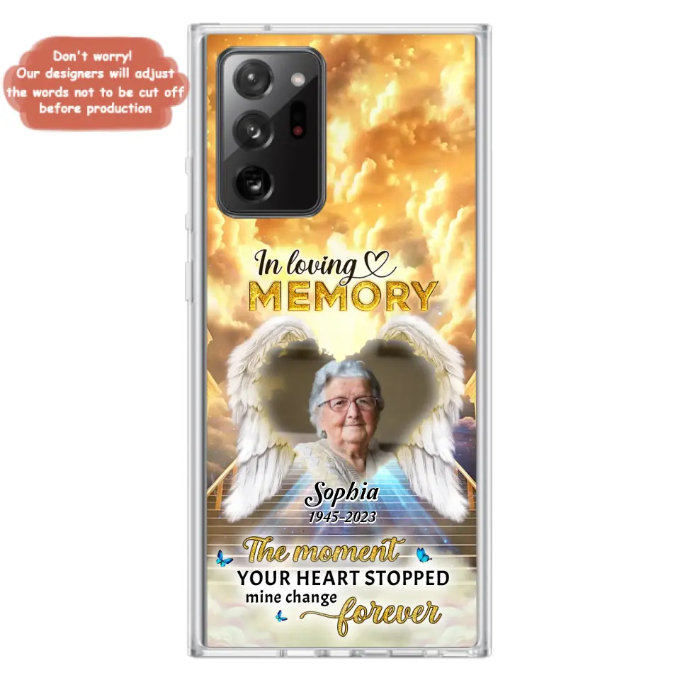 Personalized Photo Memorial Phone Case - Memorial Gift For Loss Of Family Member - The Moment Your Heart Stopped Mine Changed Forever - iPhone/Samsung