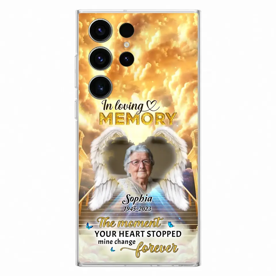 Personalized Photo Memorial Phone Case - Memorial Gift For Loss Of Family Member - The Moment Your Heart Stopped Mine Changed Forever - iPhone/Samsung