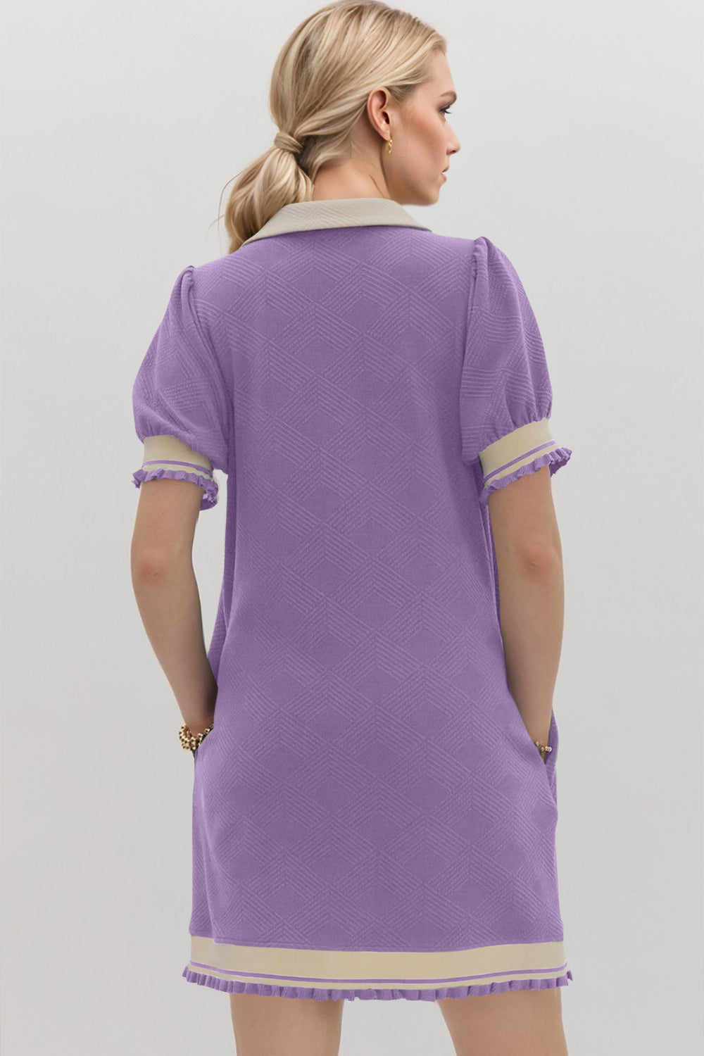 Contrast Short Sleeve Mini Dress for Women