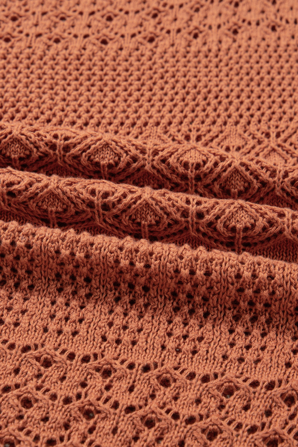 Plus Size Solid Pointelle Knit Open Front Cardigan